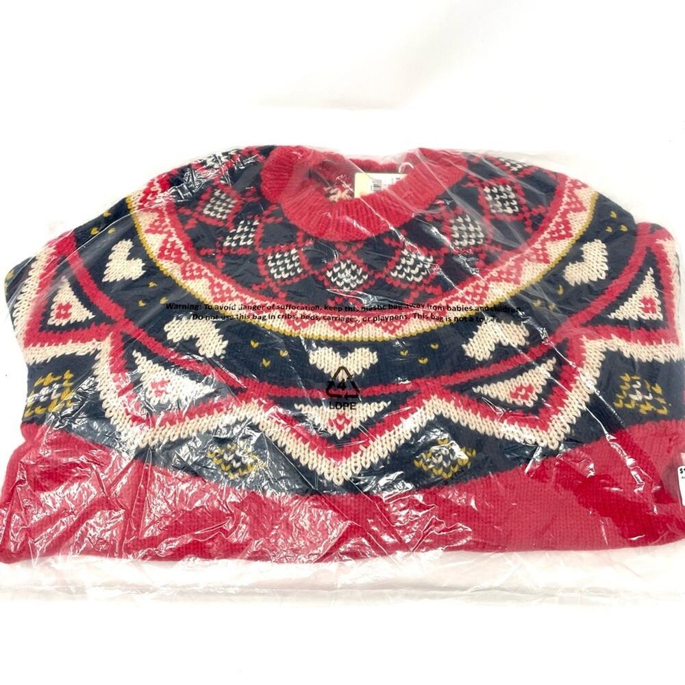 Marine Layer Archive Alpine Knit Sweater in Red Fair Isle Women’s XS $158 - Picture 6 of 9
